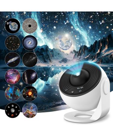 Mexllex Galaxy Projector Light with 12 Film Discs Planetarium Star Projector Starry Sky Night Light Nebula/Moon/Celestial Galaxy Projector for Adults Kids Bedroom Decoration M-2M