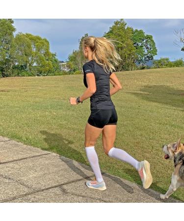 aZengear Compression Socks (20-30mmHg) - Knee-High Flight Travel Stockings for Swollen Legs, Varicose Veins, Shin Splints - Support for Sports, Running - S/M White - Buy Online on GoSupps.com