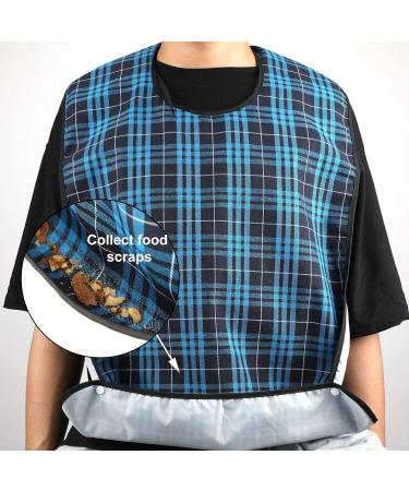 AIEX Adult Bibs - Waterproof Floral Print & Blue Plaid | Washable & Reusable - Perfect for Easy Clean-Up! - Buy Online on GoSupps.com
