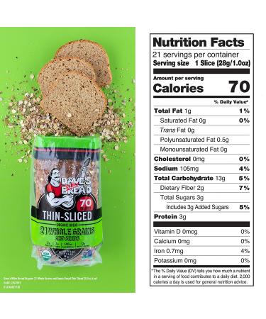 Daves Killer Bread Organic 21 Whole Grains and Seeds - 20.5 oz Loaf | 1.28 lb Pack of 1 - Buy Online on GoSupps.com