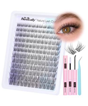 Natural Lash Clusters Kit Wispy Lash Extension Kit Cluster Eyelash Extension C Curl Cluster Lashes Kit DIY Eyelash Extension Kit Natural Eyelash Clusters with Lash Bond and Seal by Newcally D-Natural