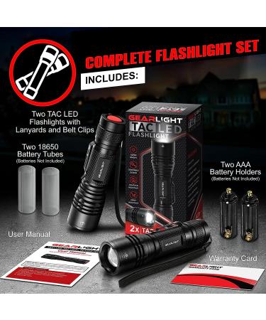 GearLight TAC LED Flashlight Pack - 2 Super Bright Tactical Flashlights for Outdoor & Emergency Use - Buy Online on GoSupps.com