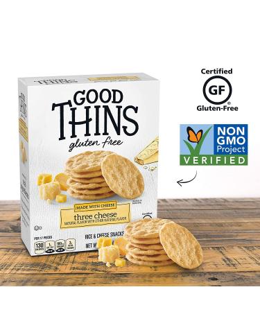 Good Thins Three Cheese Rice Crackers - 3.5oz Cheddar (Gluten-Free Snacks) - Buy Online on GoSupps.com