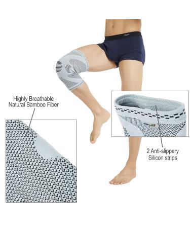 Neotech Care Bamboo Fiber Knee Support Sleeve - Lightweight Elastic Breathable Brace for Men Women - Grey (Size S) - Buy Online on GoSupps.com