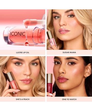 ICONIC LONDON Lustre Lip Oil - Non-Sticky Moisturizing High Shine Vegan Lip Oil with Vitamin C & Hyaluronic Acid - Sugar Mama (Pink) | Cruelty Free eCommerce - Buy Online on GoSupps.com