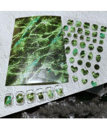 Nail Decoration 3D Adhesive Decals Amber Green Nail Sticker Aurora Ice Cube Glitter(02) Style02