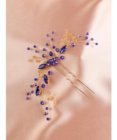 Kercisbeauty Blue Crystal Hair Piece for Wedding Brides - Handmade Bohemian Hair Accessory - Buy Online on GoSupps.com