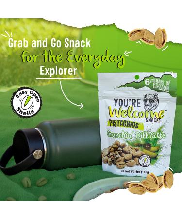 You're Welcome Snacks Crunchin' Dill Pickle Pistachios - 4 Ounce Pack - Buy Online on GoSupps.com