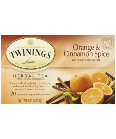 Twinings Herbal Tea Orange & Cinnamon Spice Naturally Caffeine Free 20 Individual Tea Bags 1.41 oz (40 g)