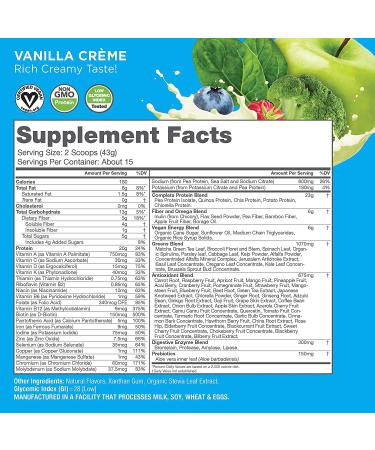 VeganSmart Protein & Greens All-In-One Powder Vanilla Creme 1.42 lbs (645 g) - Buy Online on GoSupps.com