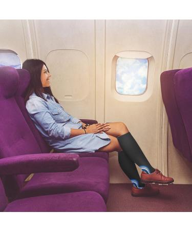 aZengear Compression Socks 20-30mmHg - Anti DVT Knee-High Flight Stockings for Travel & Sports - XXL Black w/Blue - Buy Online on GoSupps.com