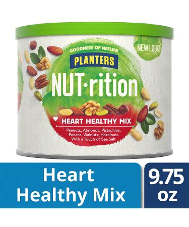 PLANTERS NUT-rition Heart Healthy Mix 9.75 oz Canister - On-the-Go, Work, School & Active Lifestyle Snack - Nutrient Dense & Kosher - Buy Online on GoSupps.com
