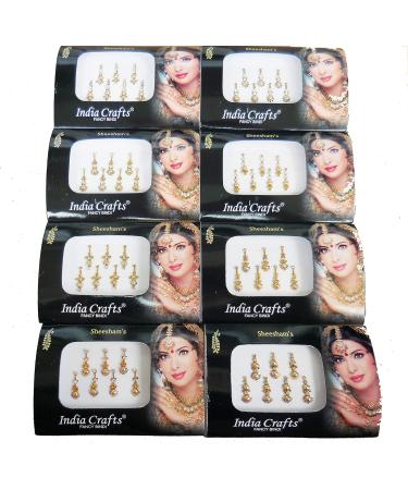 8 Pack Bollywood Tika Bindis Combo - Silver/Gold/Black/Multicolored Face Jewels - Buy Online on GoSupps.com