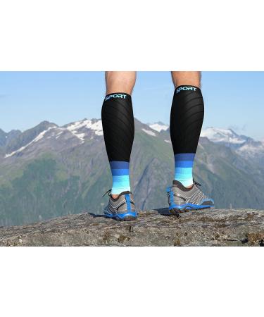 Physix Gear Calf Compression Sleeves for Men & Women - Enhance Performance & Comfort | Black/Blue S/M - Buy Online on GoSupps.com