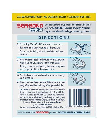 Sea-Bond Secure Denture Adhesive Seals Lowers - Zinc Free, All Day Hold, Mess Free, 120 Count - Buy Online on GoSupps.com