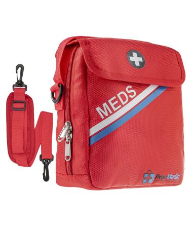 PracMedic Bags Medicine Bag- First Aid Bags Empty- Epipen Carry Case- Travel Medicine Bag for Insulin Pill Bottle Diabetic Supply Asthma Spacer Auvi Q Allergy and First Aid Supplies (T-MEDS Red)