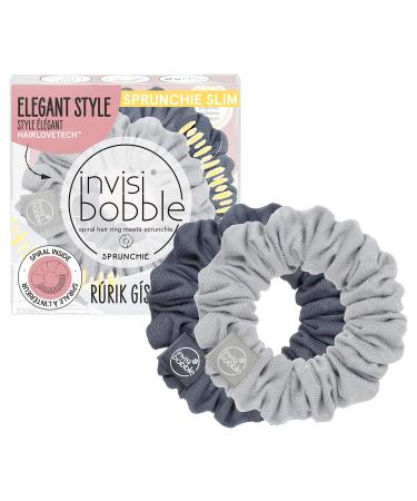 Invisibobble Sprunchie Slim R rik G slason Feelin Greyt I 2x fabric hair tie light & dark gray for women & men i Scrunchie Haargummi designed in the heart of Munich