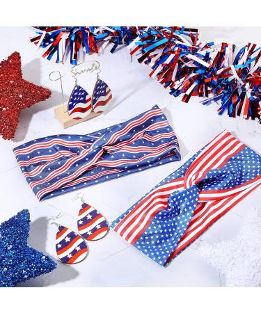Redbaker 4th of July Accessories: American Flag Headbands and Wooden Earrings Set for Women and Girls - Memorial & Independence Day Party Essentials - Buy Online on GoSupps.com