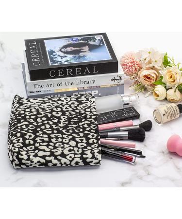 PAZIMIIK Leopard Black Makeup Bag | Large Zipper Cosmetic Pouch for Women and Girls - Travel Canvas Organizer for Purse - Buy Online on GoSupps.com
