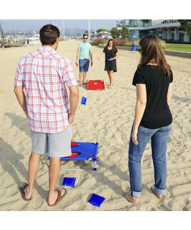GoSports Portable PVC Framed Cornhole Toss Game Set with 8 Bean Bags and Travel Carrying Case - American Flag or Football Design - Buy Online on GoSupps.com