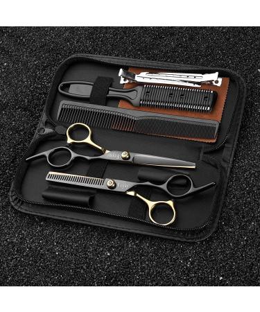 FCYSY Hair Cutting Scissors Kit - Professional Barber Shears Set for Men, Women, and Pets - Gold and Black - Buy Online on GoSupps.com