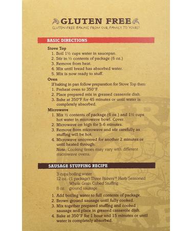 Three Bakers Herb Seasoned Gluten-Free Whole Grain Cubed Stuffing 12oz - Pack of 1 - Buy Online on GoSupps.com