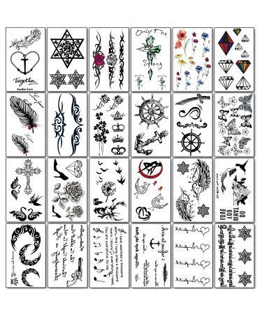 Yazhiji 32 Pieces Totem Flower Rose Temporary Tattoo Stickers for Men, Women, Boys, and Girls - Sexy Body Art, Big Arm Tower, Sunflower Design - Buy Online on GoSupps.com