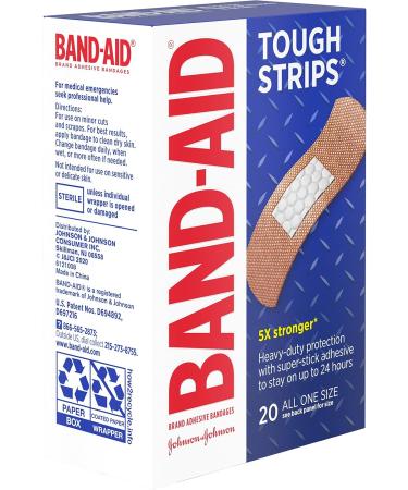 Band-Aid Tough Strips Adhesive Bandages Heavy-Duty Fabric for First Aid & Wound Care (20 ct) - Durable Protection for Cuts Scrapes & Burns - Sterile & All One Size - Buy Online on GoSupps.com