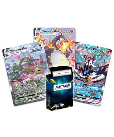 Lightning card collection 3 Vmax/Vstar Bundle no duplicates Includes Ultra Rare Cards Rainbow Rare Cards with a Deck Box That is Compatible with Pokemon Cards