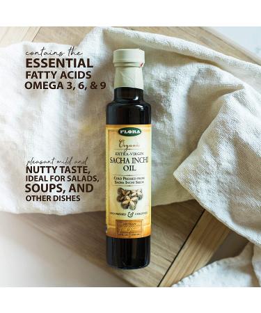 Flora Organic Extra-Virgin Sacha Inchi Oil - 8.5 fl oz (250 ml) - Nutrient-Rich & Cold-Pressed - Buy Online on GoSupps.com