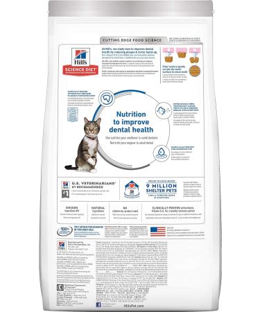 Hill's Science Diet Adult Oral Care Chicken Recipe Dry Cat Food for dental health 15.5 lb Bag 7.03 kg (Pack of 1) Adult | Chicken Cat Food - Buy Online on GoSupps.com