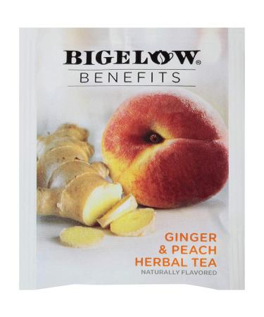 Bigelow Calm Stomach Ginger & Peach Herbal Tea - 18 Bags | Soothing Digestive Relief - Buy Online on GoSupps.com