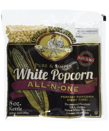Great Northern Popcorn White Premium Popcorn 8 oz Portion, Pack of 24