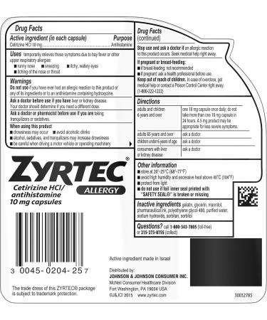 Buy Zyrtec 24 HR Allergy Liquid Gels - Cetirizine HCI Antihistamine 25 ct | Fast International Shipping - Buy Online on GoSupps.com