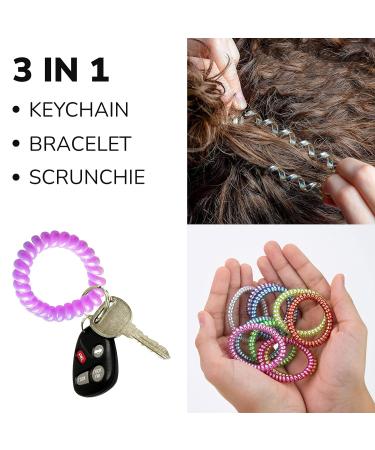 Spiral Hair Ties 20 Pcs - Stretchy Coil Hair Bands for Kids - Cord Telephone Bracelet Pack - Plastic Bulk Bracelets - Buy Online on GoSupps.com