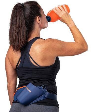 Nspire Hydration Waist Pack with 18oz Flask | Running Hiking Walking Camping Cycling | True Navy/Tigerlily - Buy Online on GoSupps.com