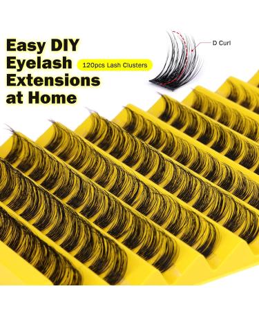 Newcally Lash Clusters 120pcs 10-16mm DIY Individual Eyelash Extensions - Wispy Natural C D Curl False Eyelashes - Buy Online on GoSupps.com