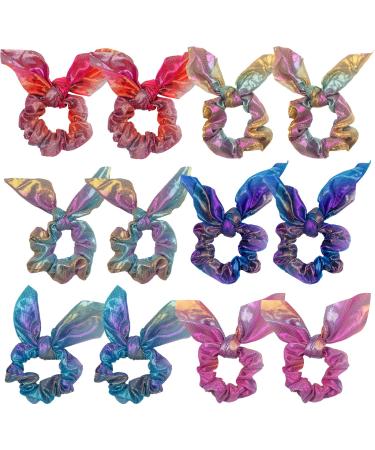 12 Pieces Hair Scrunchies Rabbit Bunny Ear Scrunchies Bow Scrunchies for Hair Bowknot Hair Ties Bowknot Ponytail Holders for Women Girls Kids.