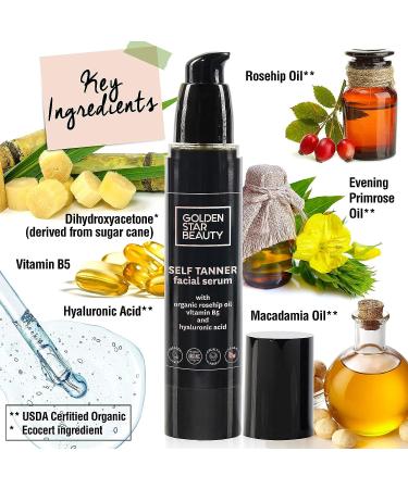 Organic Face Tanner Serum & Self Tanning Lotion Set with Mitt - Best Selling Self Tanners for Natural Sunkissed Glow - Buy Online on GoSupps.com