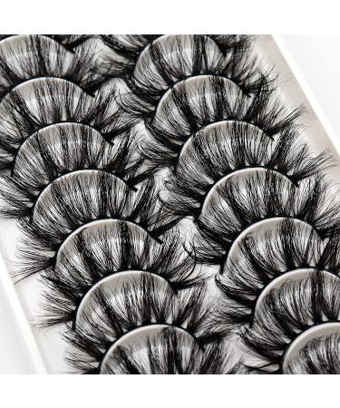 Veleasha 6D23 Fluffy Wispy Faux Mink False Eyelashes 10 Pairs Pack - 22mm Long | Women's Criss-cross Fake Lashes - Buy Online on GoSupps.com