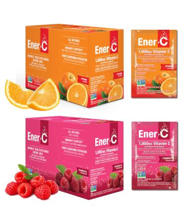 Ener-C Multivitamin Drink Mix - Vitamin Packets for Water Electrolytes Powder Packets Drink Mix Hydration Liquid Mix Immune Booster for Adults Healthy Energy - Orange & Raspberry (60 Count) Orange & Raspberry 1.18 Poun