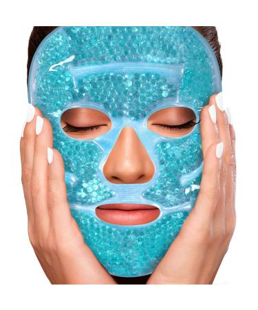 Sofida Cold Hot Gel Face Eye Mask - Reduce Puffy Dark Circles Bags Under Eyes Migraines Stress Relief - Heat Ice Therapy Pack Compress - Sinus Pressure Acne Headaches Relaxation (Blue)