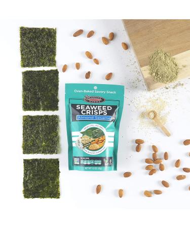 Seapoint Farms Seaweed Crisps Almond Sesame 1.2 oz. (Pack of 12) | Vegan, Gluten-Free, Kosher, Non-GMO Healthy Snack - Buy Online on GoSupps.com