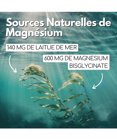 Pack of 3 Magnesium Bisglycinate | 100% Natural and French | Fatigue Stress Sleep Sport + Sea Lettuce + Vitamin B6 + Taurine | 60 Capsules | KOTOR PHARMA laboratory - Buy Online on GoSupps.com