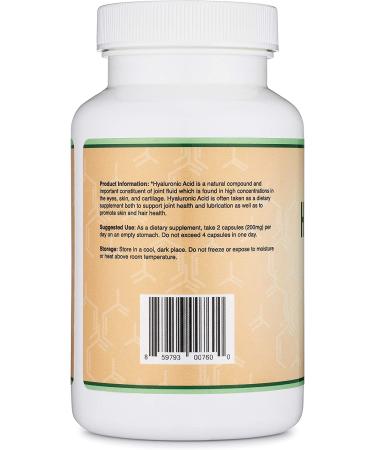 Hyaluronic Acid Supplement - 180 Capsules (200mg Per Serving) for Skin & Face Aging Support | Enhances Hyaluronic Acid Serum Effects | Acido Hialuronico by Double Wood - Buy Online on GoSupps.com