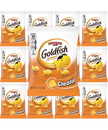 Goldfish Baked Snack Crackers Cheddar Cheese 1.25oz Pouches Pack of 12