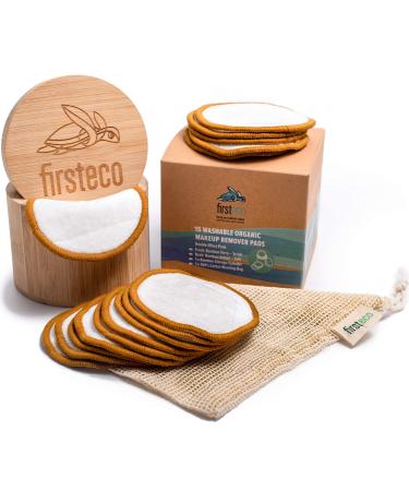 Sliming pads washable 18 tlg. Premium set: bamboo box laundry bag eBook & 15 reusable cotton pads |Cotton make-up clothes make-up remover pads sustainable products zero waste firsto