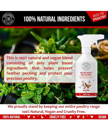 C&G Pets | Anti Pecking Spray 500ML | Organic Blend Protects and Supports Poultry Health | Stop Peck Cleans Pecking Wounds and Cuts | Helps Prevent Feather Pecking | Cruelty Free and Kind Spray 500 ml (Pack of 1) - Buy Online on GoSupps.com