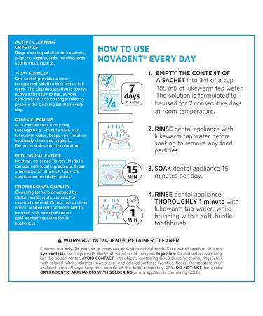 Novadent Retainer Cleaner for Aligner Night Guard Mouthguard Sports Guard - 84-Day (12 sachets) 12 Count - Buy Online on GoSupps.com