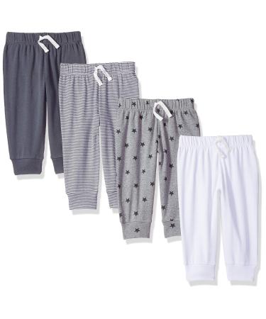 Amazon Essentials Toddlers and Baby Girls' Cotton Pull-On Trousers 4 Dark Grey/White/Stars/Stripes 24 Months